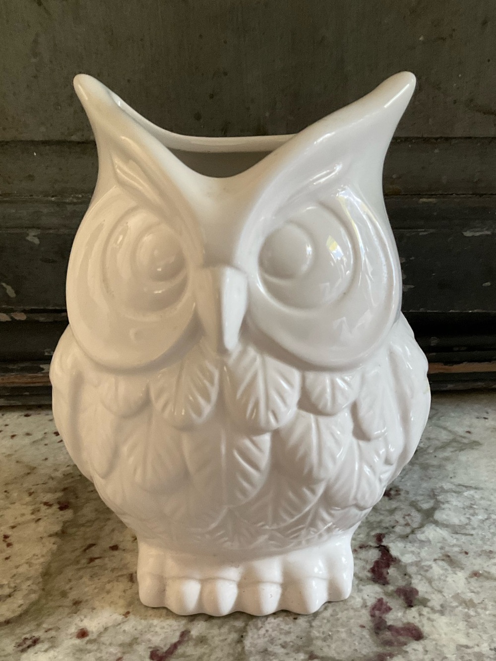 Abbott Brand White Ceramic Owl Vase / Planter